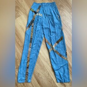 Vintage NWT patchwork pants blue elastic waist large Nativewear Designs new